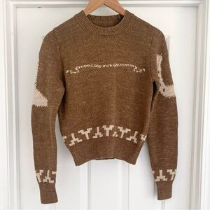 Tecovas Crew Neck Lucky Boots Sweater Brown Size Small